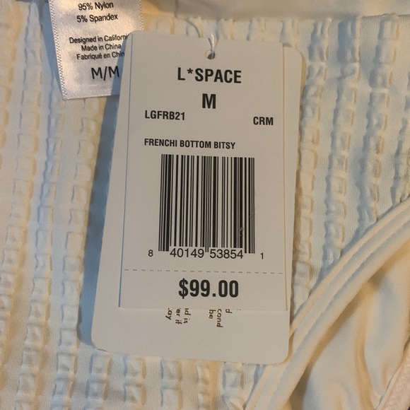 NWT L Space Frenchi Bikini Bottom bitsy Cream Rib - Picture 15 of 16